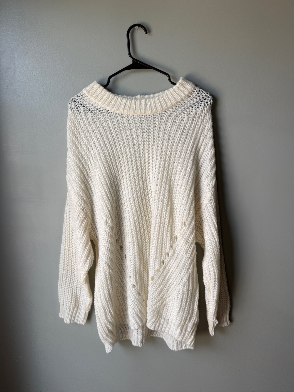 American Eagle Cream Open Knit Oversized Sweater Size Small